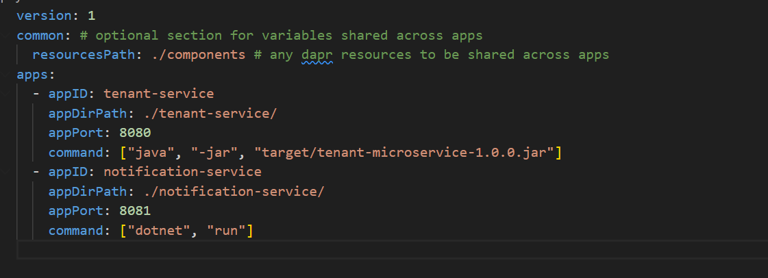 Dapr Multi app config